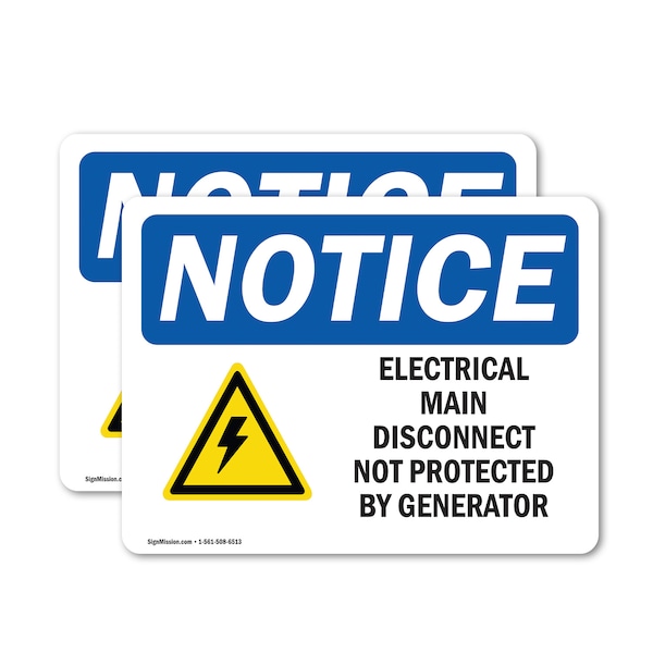 Signmission Electrical Main Disconnect Not Sign With Symbol, 7 in W x Rectangle, Vinyl Decal OS-2PACK-NS-D-57-L-11658 - main